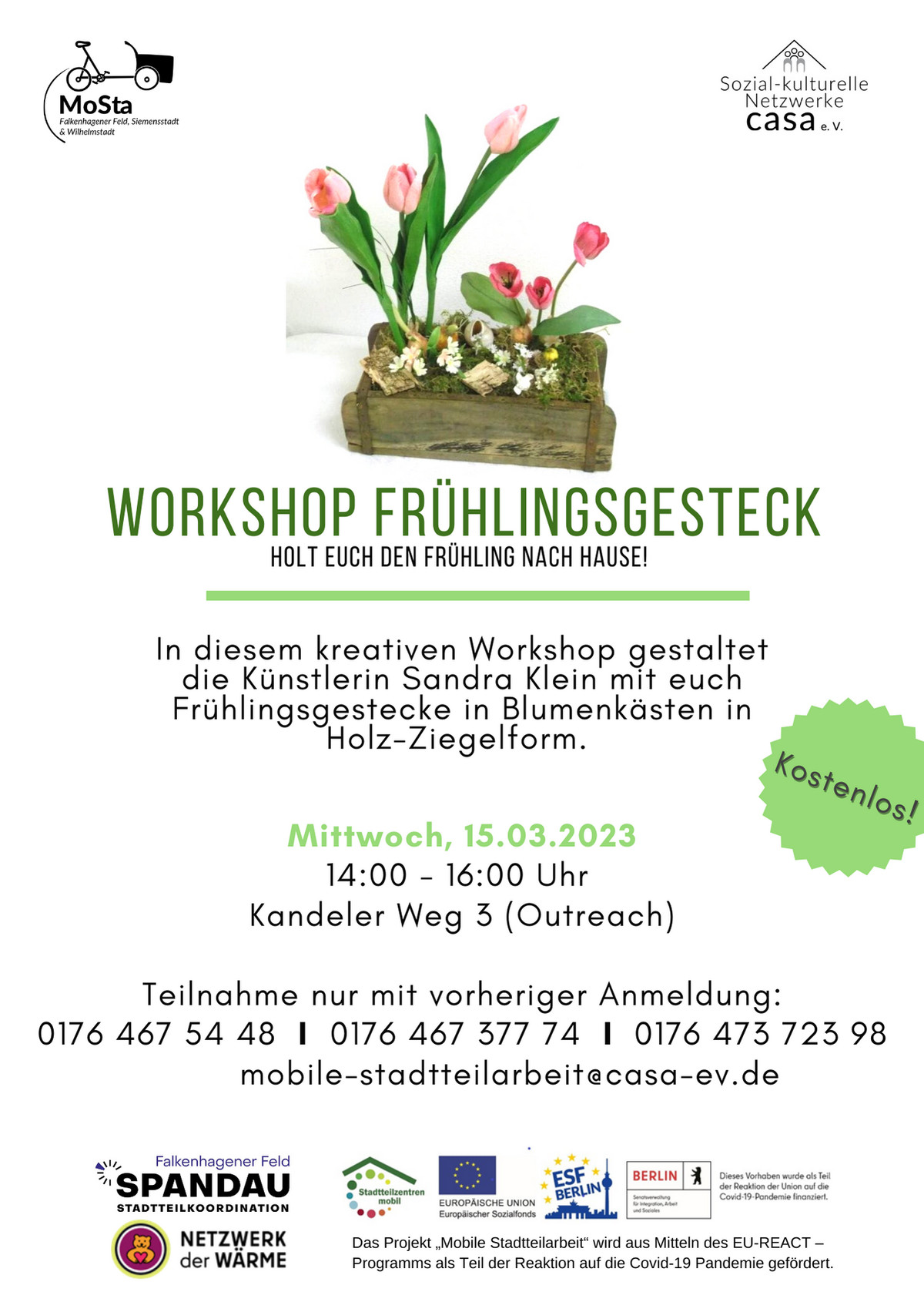 Workshop mit kostenlosem Frühlingsgesteck