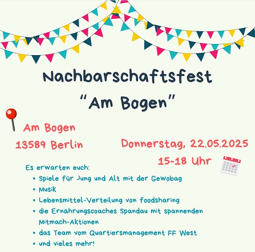 Nachbarschaftsfest "Am Bogen" - Am 22. Mai 2025