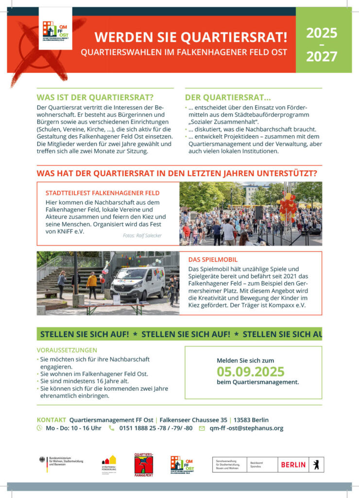 Der Quartiersrat im Falkenhagener Feld Ost stellt sich neu auf