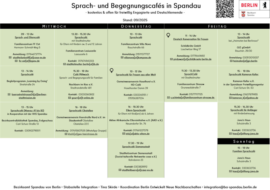 Sprach- und Begegnungscafés in Spandau - 09-2025