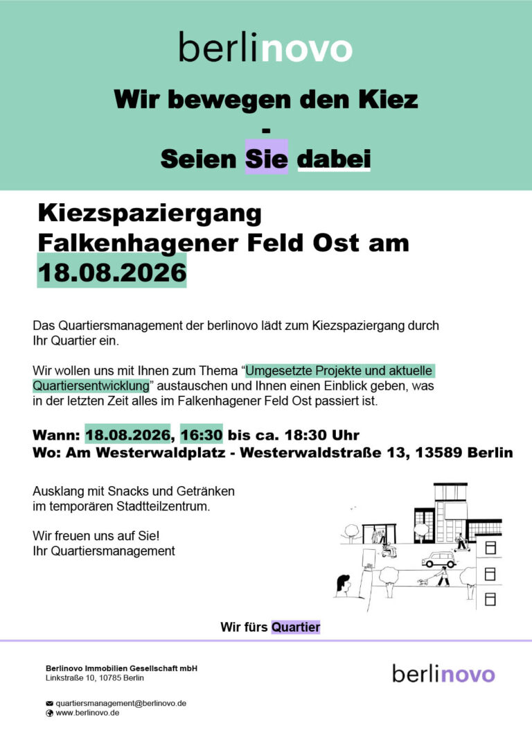 Kiezspaziergang im Falkenhagener Feld Ost am 18.08.2026