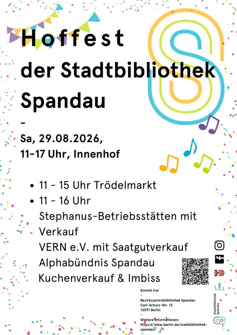 Hoffest der Stadtbibliothek Spandau am 29. August 2026