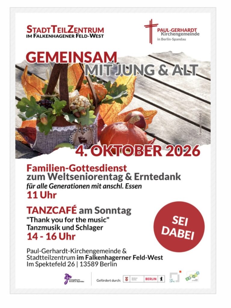 Familiengottesdienst zum Erntedank- und Weltseniorentag und Tanzcafé